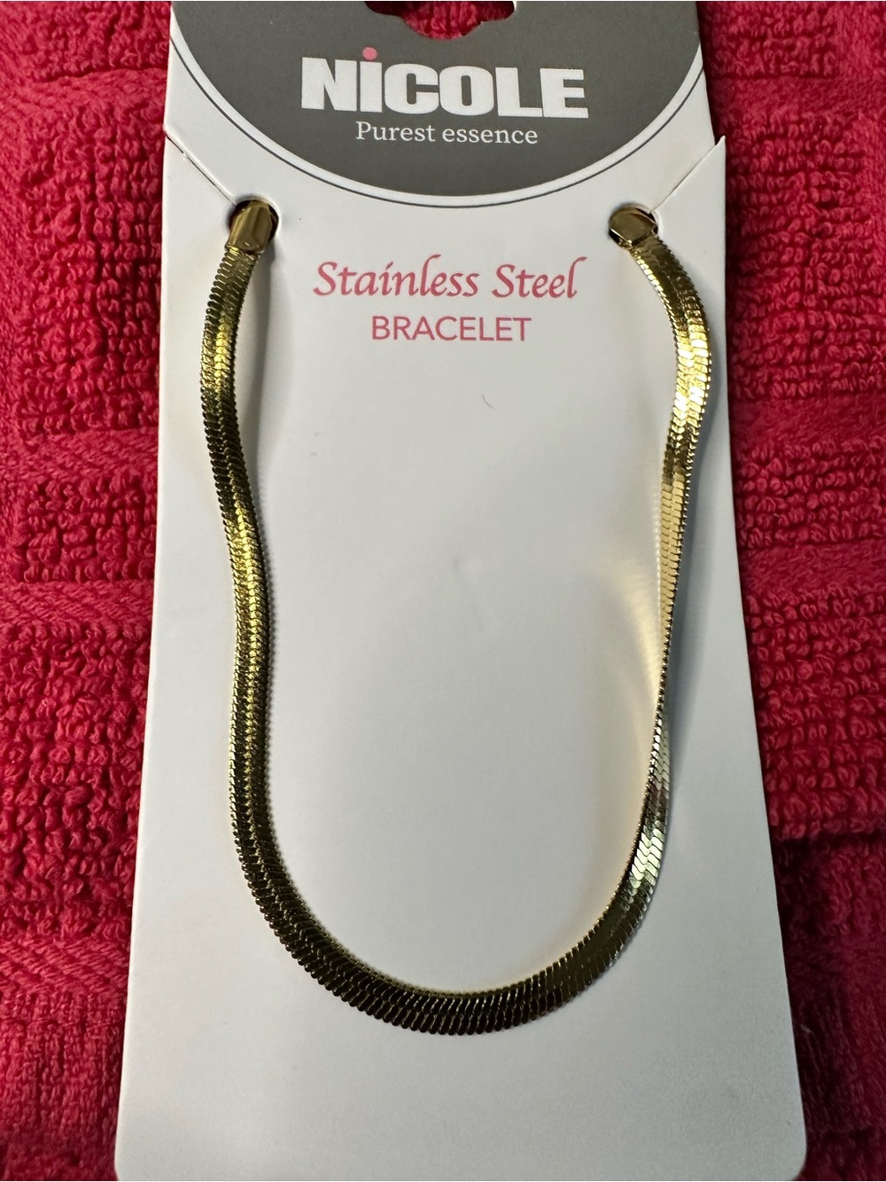 Nicole Gold Stainless Steel Herringbone Bracelet 7